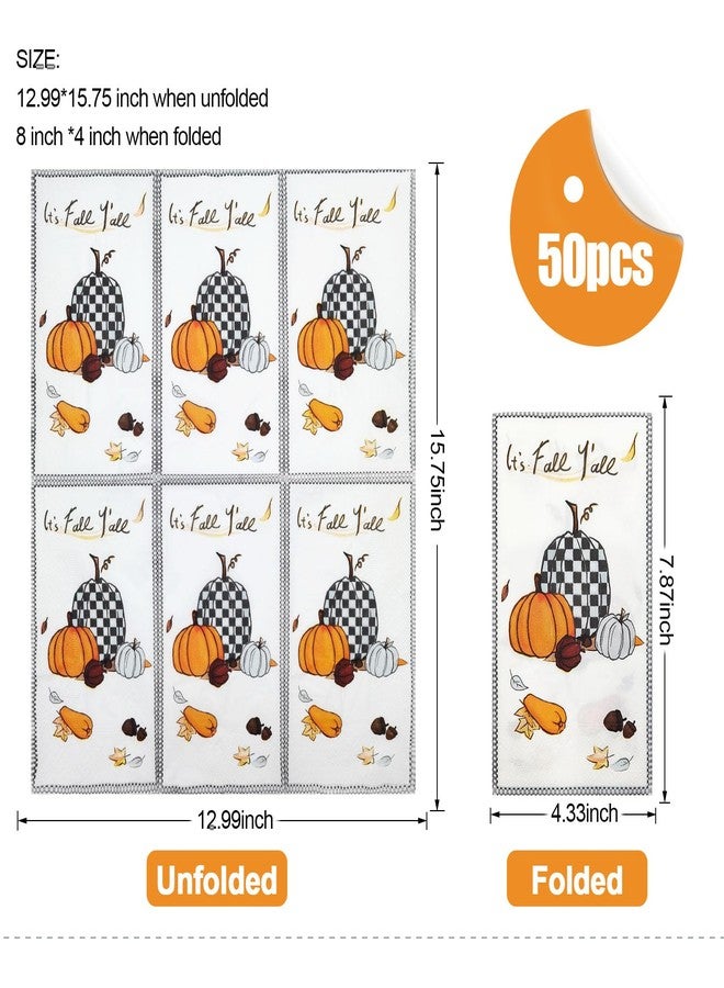 YOCHANDA 100 Pcs Fall Disposable Hand Towels for Bathroom, Watercolor Autumn Guest Paper Napkins, Dinner Napkin Decorative Beverage Thanksgiving for Wedding Birthday Party (Large) - Image 2